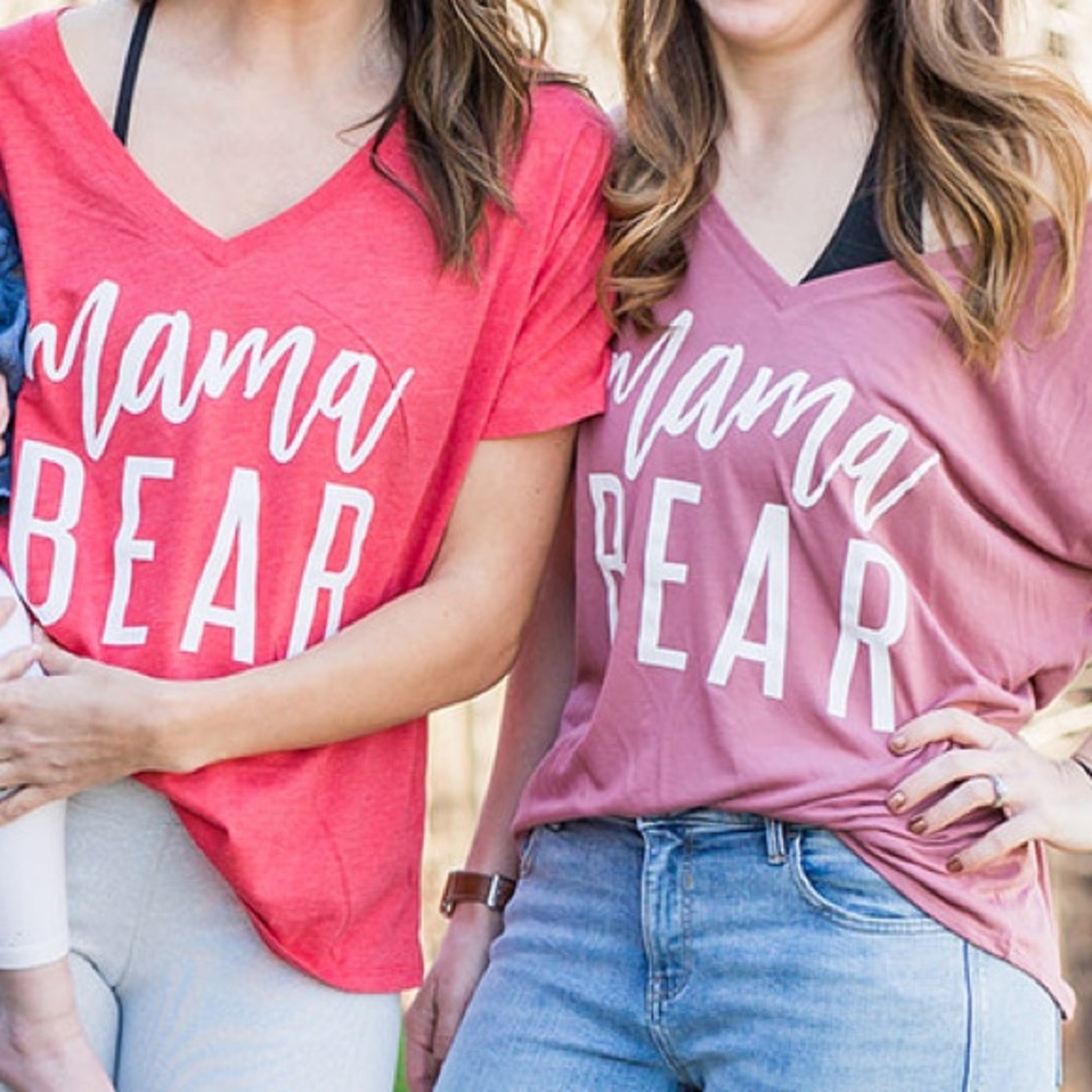 Mama Bear Mauve V-Neck T
